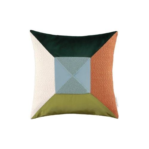 TOM TAILOR Unisex Mehrfarbige Zierkissenhülle, grün, Muster, Gr. 45X45