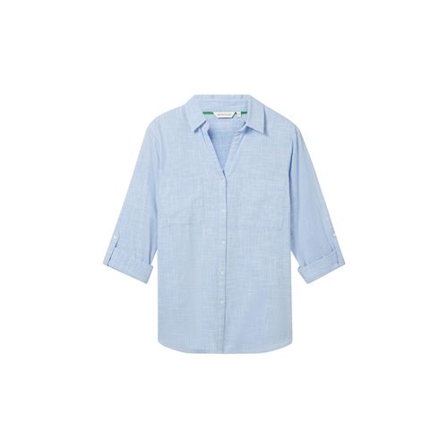 TOM TAILOR Damen Plus Size - Bluse mit Brusttaschen, blau, Uni, Gr. 44