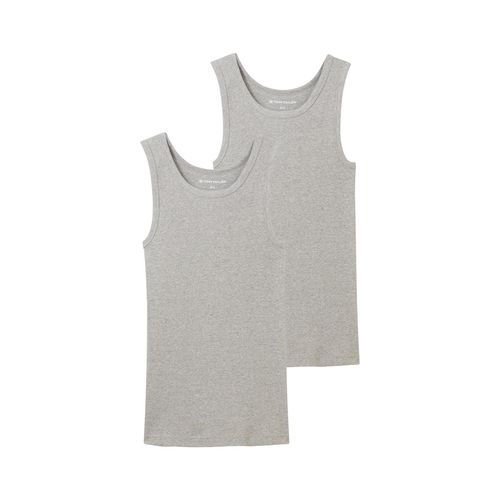 TOM TAILOR Herren Tanktops mit Rippstruktur im 2er-Pack, grau, Uni, Gr. XL