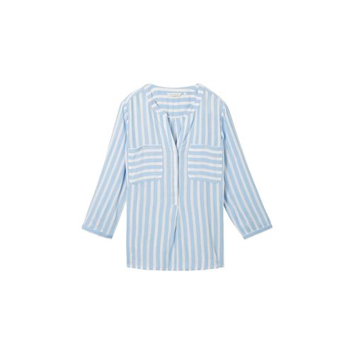 TOM TAILOR Damen Bluse mit Streifenmuster, blau, Gestreift, Gr. 38