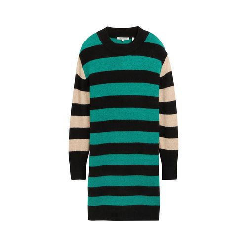 TOM TAILOR DENIM Damen Kurzes Strickkleid, grün, Gestreift, Gr. L
