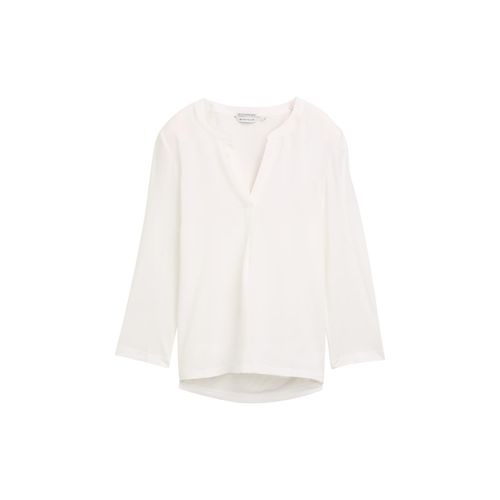 TOM TAILOR Damen 3/4 Arm Shirt aus LENZING™ ECOVERO™, weiß, Uni, Gr. XXXL