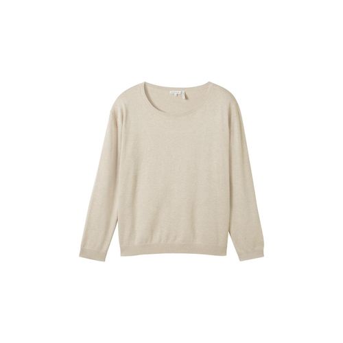 TOM TAILOR Damen Basic Rundhals Pullover, weiß, Uni, Gr. M