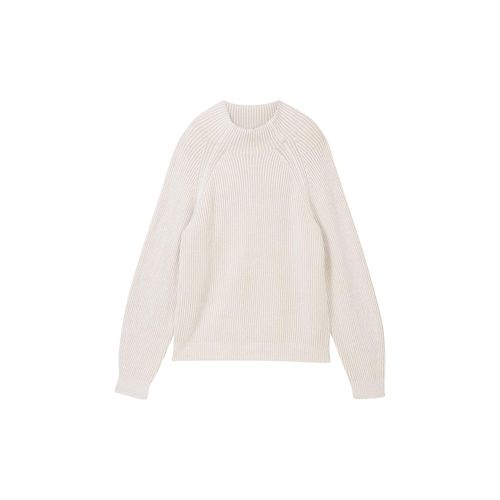 TOM TAILOR Damen Gerippter Pullover mit Stehkragen, braun, Uni, Gr. L