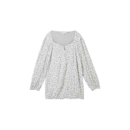 TOM TAILOR Damen 3/4 Arm Shirt in Knitteroptik, grau, Gemustert, Gr. XS