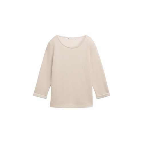 TOM TAILOR Damen 3/4 Arm Sweatshirt, weiß, Meliert, Gr. XS