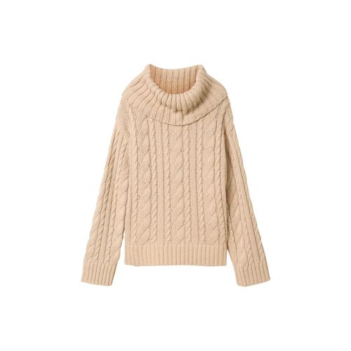 TOM TAILOR Damen Lockerer Pullover mit recycelter Wolle, braun, Uni, Gr. XXL