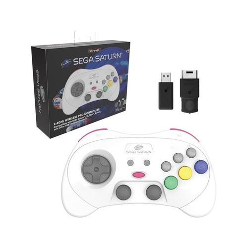 Retro-Bit PRO - White - Wireless Controller - Sega Saturn