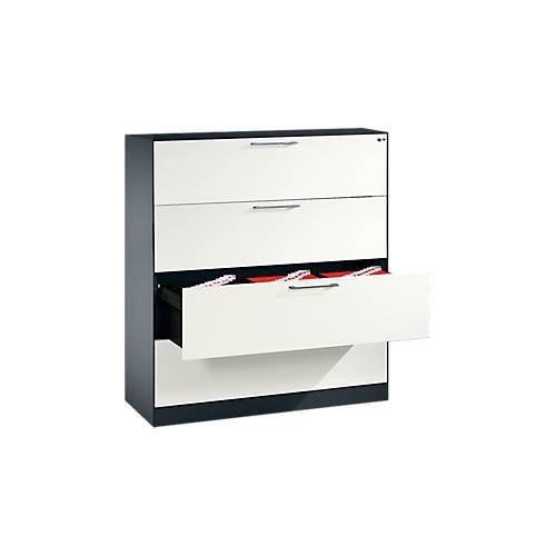 Hängeregistraturschrank ASISTO C 3000, 4 Schubladen, 3-bahnig, B 1200 mm, anthrazit/weiß