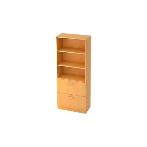 Hängeregistraturschrank JENA, 5 OH, B 800 mm, 2 Schubladen, abschließbar, Buche-Dekor