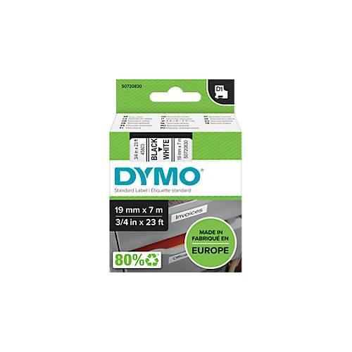 DYMO® Schriftbandkassette D1 45803, 19 mm breit, weiß/schwarz