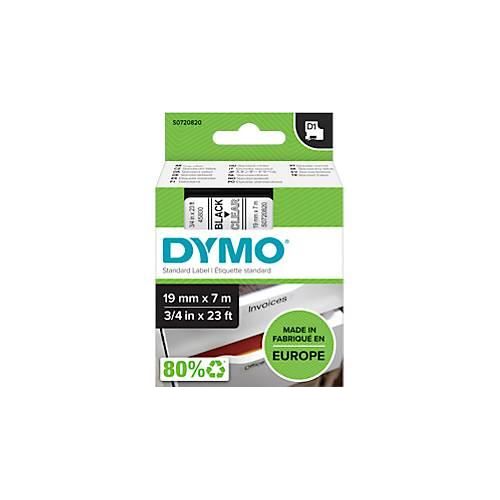 DYMO® Schriftbandkassette D1 45800, 19 mm, transparent/schwarz