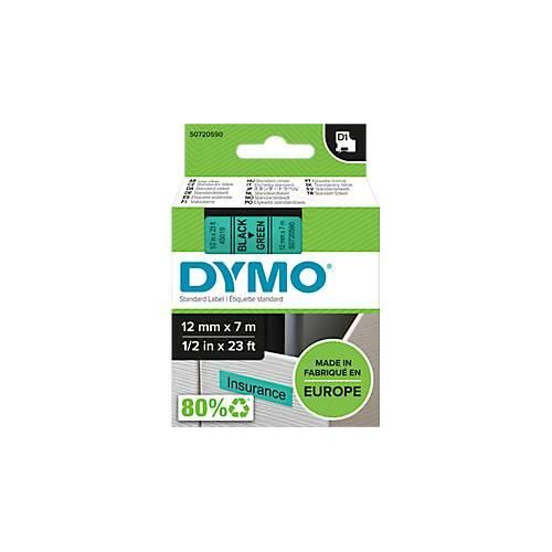 DYMO® Schriftbandkassette D1 45019, 12 mm breit, grün/schwarz