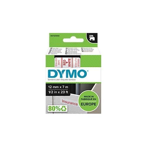 DYMO® Schriftbandkassette D1 45015,12 mm breit, weiß/rot