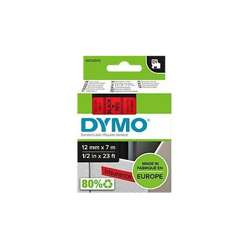 DYMO® Schriftbandkassette D1 45017, 12 mm breit, rot/schwarz