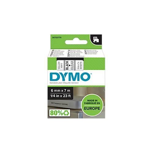 DYMO® Schriftbandkassette D1 43610, 6 mm breit, transparent/schwarz