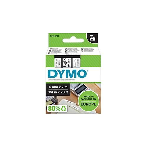 DYMO® Schriftbandkassette D1 43613, 6 mm breit, weiß/schwarz