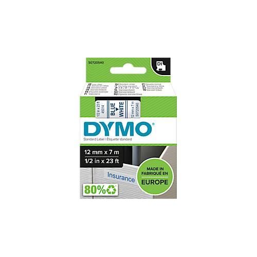 DYMO® Schriftbandkassette D1 45014, 12 mm breit, weiß/blau