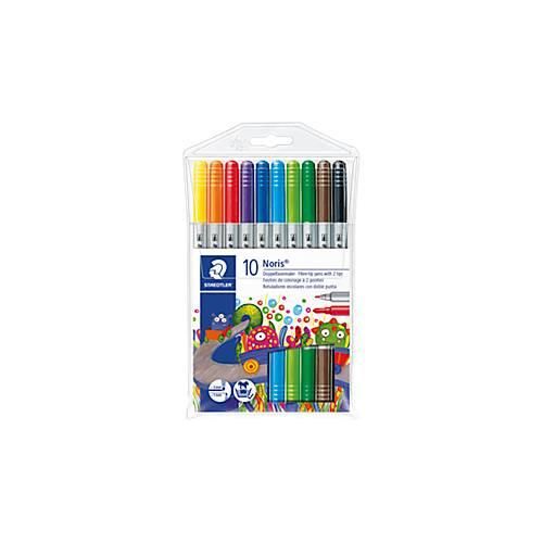 Filzstift Staedtler Noris® 320, Strichstärke 1-3 mm, eindrucksichere Doppelspitze, Kappe mit Luftkanal, farbsortiert, 10 Stück