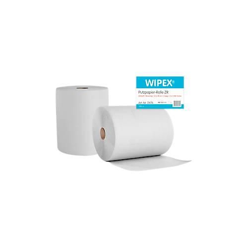 Putzpapier WIPEX®-ZR, 2-lagig, Tuchgröße ca. 220 x 360 mm, Zellstoff & Recyclingrohstoff, weiß, 2 Rollen mit jeweils 1500 Tüchern