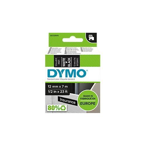 DYMO® Schriftbandkassette D1 45021, 12 mm breit, schwarz/weiß