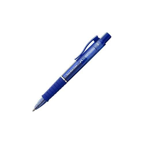 Kugelschreiber Faber-Castell Poly Ball View, Schreibfarbe blau, Strichbreite 0,6 mm, dokumentenecht, auswechselbare Mine, Gummigriff, blau