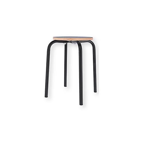 Hocker PARIS, stapelbar, Rundrohrfuß-Gestell, Ø 330 x T 330 x H 460 mm, schwarz/schwarz