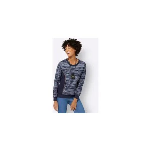 Sweatshirt CASUAL LOOKS Gr. 52, blau (marine-ecru-bedruckt) Damen Sweatshirts