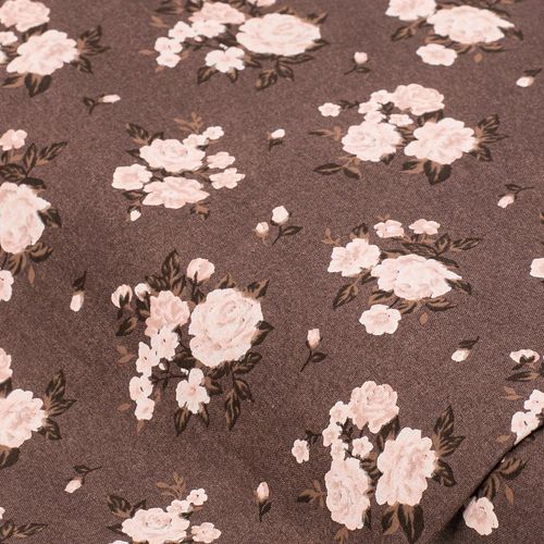 Baumwoll-Trachtenstoff "Rosen", braun/hellrosa Image