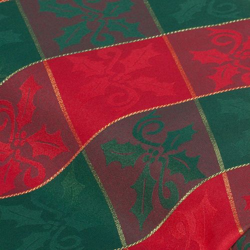 Tischwäsche-Jacquard "Weihnachts-Karo", mit Glitzergarn, grün/weinrot Image