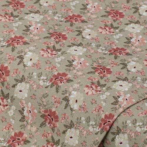Baumwoll-Trachtenstoff "Blumen" Digitaldruck, altrosa/greige Image