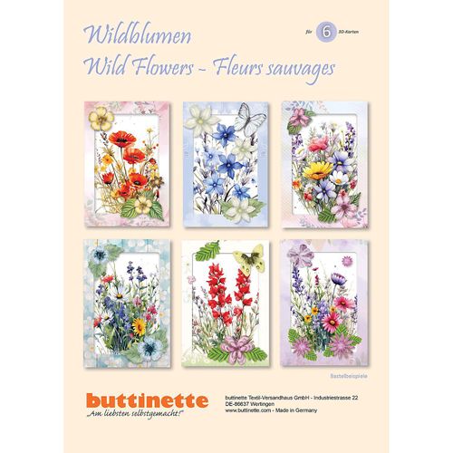 3D-Bastelmappe "Wildblumen", für 6 Karten