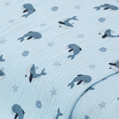 Musselin/Doppel-Gaze "Wale", blau-color