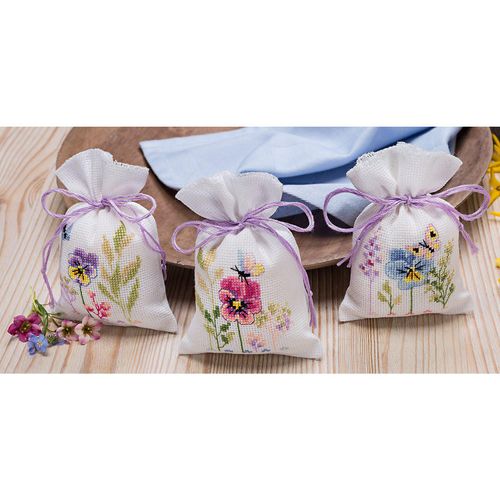 Geschenksäckchen "Stiefmütterchen", 3er-Set