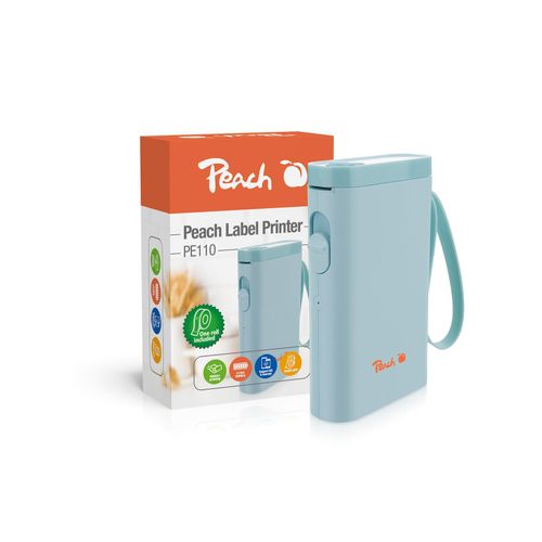 Peach Etikettendrucker blau platzsparend und kabellos überall Ordnung schaffen PE110-bl