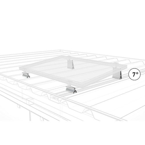 WSM Systemprofil für Photovoltaik-Beleuchtungssystem, Stahl, silber, mit Aufständerungswinkel 7 Grad