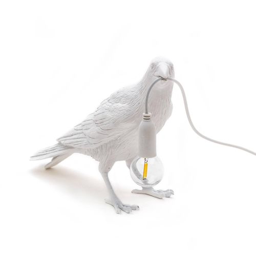 SELETTI Bird Lamp LED-Dekotischlampe wartend, weiß