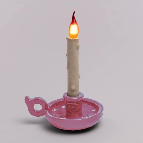 SELETTI Grimm Bugia Dekotischlampe Kerzenform pink