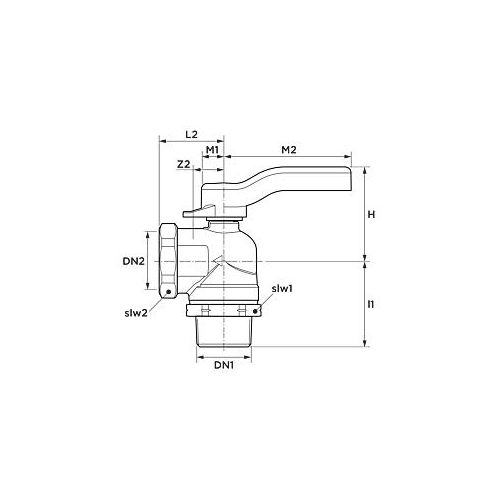 Aalberts SEPP Gas Eckkugelhahn 0004050 DN 25, R 1 x Rp 1, für Zweirohrgaszähler, Messing