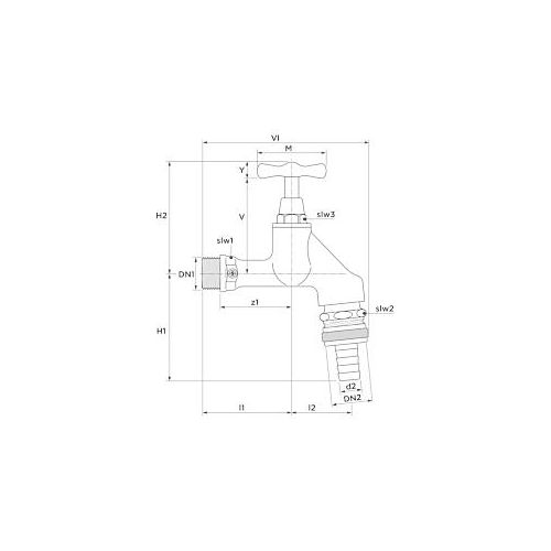 Seppelfricke Armaturenkombination 8001 DN 20, matt-chrom, Rohrbelüfter, Knebelgriff