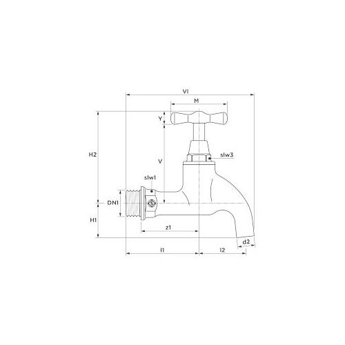 Seppelfricke Sepp Auslaufventil 0000008 DN 15, mit Knebelgriff-Oberteil, Messing verchromt