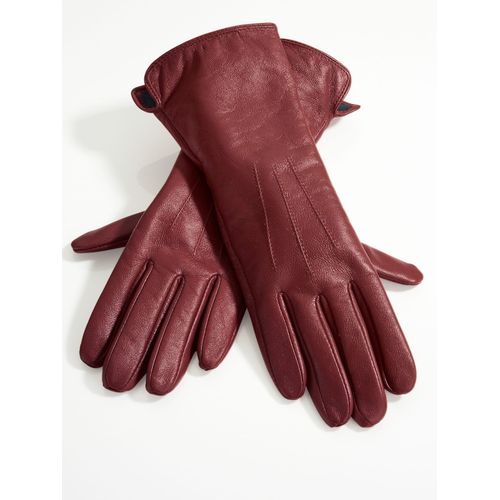 Lederhandschuhe HEINE, Damen, Gr. 7, rot (bordeaux), Handschuhe Handschuh