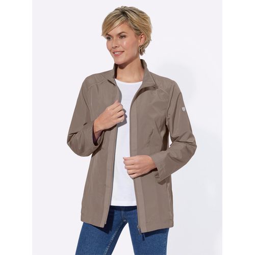 Langjacke CASUAL LOOKS, Damen, Gr. 24, grau (dunkeltaupe), 100% Polyester, unifarben, Langarm, Jacken