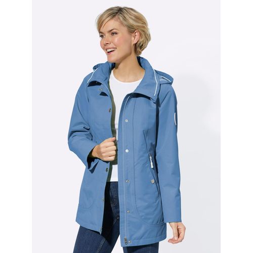 Langjacke CASUAL LOOKS, Damen, Gr. 24, blau (mittelblau), 100% Polyester, Paspelierung:100% Polyester, unifarben, Langarm, Jacken