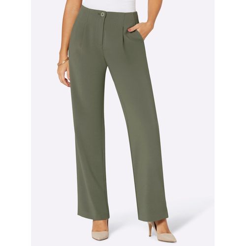 Bügelfaltenhose, Damen, Gr. 38, Normalgrößen, grün (khaki), 63% Polyester, 33% Viskose, 4% Elasthan, Hosen