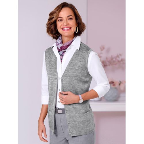 Strickweste CLASSIC, Damen, Gr. 50, grau (steingrau, meliert), 50% Polyacryl, 50% Schurwolle, unifarben, Westen