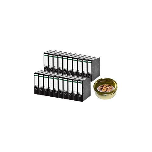 LEITZ® Ordner 1080, DIN A4, 80 mm, schwarz + gratis 1 Dose Buttercookies