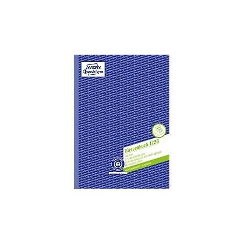 Avery® Zweckform Kassenbuch 1226, Format A4, DATEV-konform, mit Ausfüllhilfe & 1 Blatt Blaupapier, perforiert & gelocht, Blauer Engel, weiß, 100 Blatt