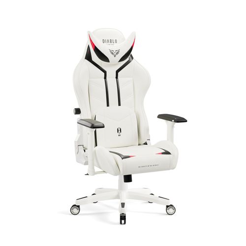 Diablo X-Ray Gaming Stuhl Bürostuhl Kinderstuhl Schreibtischstuhl 2D Armlehnen Ergonomisch Kunstleder Wippfunktion Farbe: Weiß-schwarz, Größe King