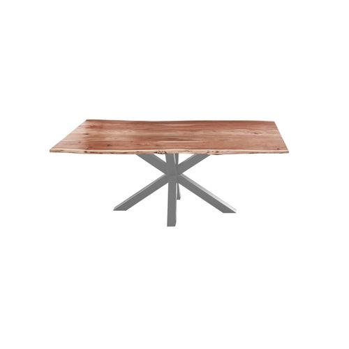 Esstisch Baumkante massiv Akazie natur 120 x 80 silber FELINA